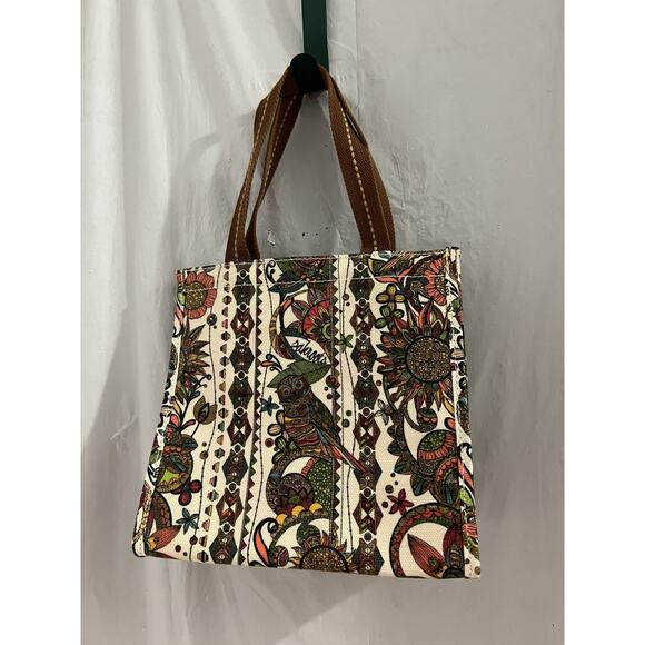 Sakroots Brown Owl Print I Dilated Lunch Bag 10x9x4.5 - Picture 3 of 7